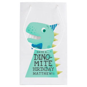 Cute Dinosaur Personalised Birthday Small Gift Bag