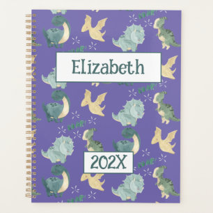 Cute Dinosaur Personalised Light Purple 2024 Planner
