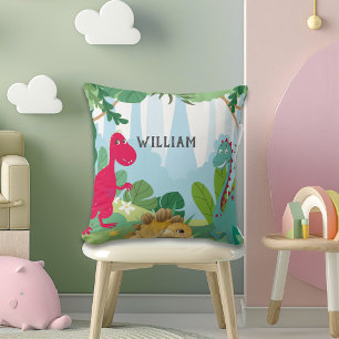 Cute Dinosaur Personalized Name Kids Room Cushion