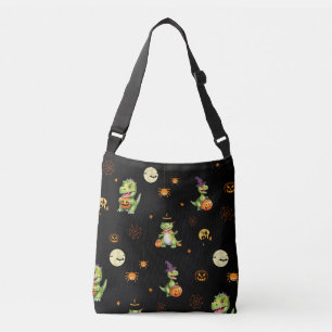 Cute Dinosaur play pumpkin trick o treat halloween Crossbody Bag