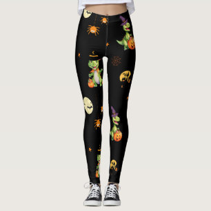 Cute Dinosaur play pumpkin trick o treat halloween Leggings