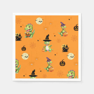 Cute Dinosaur play pumpkin trick o treat halloween Napkin