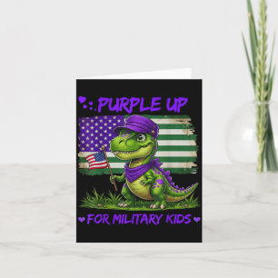 Cute Dinosaur Purple Up Day Month of the Military Card