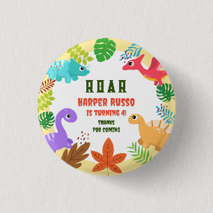 Cute Dinosaur roar birthday party   3 Cm Round Badge