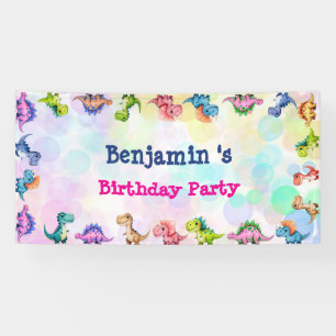 Cute Dinosaur roar Boy Happy birthday party Banner
