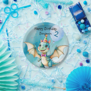 Cute Dinosaur roar Boy Happy birthday party Paper Plate