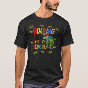 Cute Dinosaur Roaring In To 100 Days Of School Boy T-Shirt