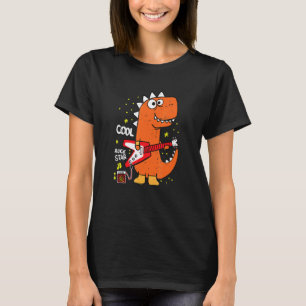 Cute Dinosaur Rock star playing electric guitar T-Shirt