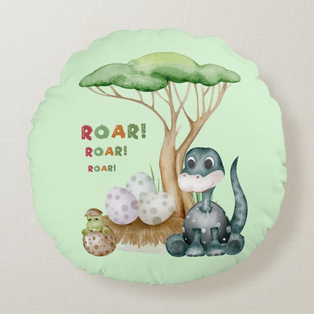 Cute Dinosaur Round Pillow (Front)