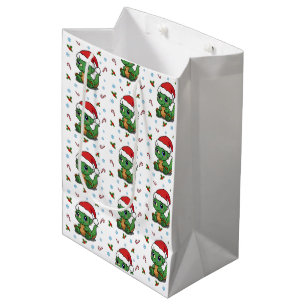 Cute Dinosaur Santa Hat Christmas Gift Bag