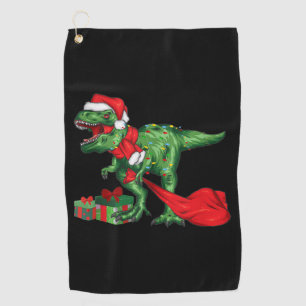 Cute Dinosaur Santa Hat Christmas Lights Xmas Day  Golf Towel