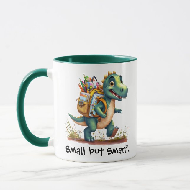 Cute Dinosaur School Sticker – "Small but Smart! Mug (Left)
