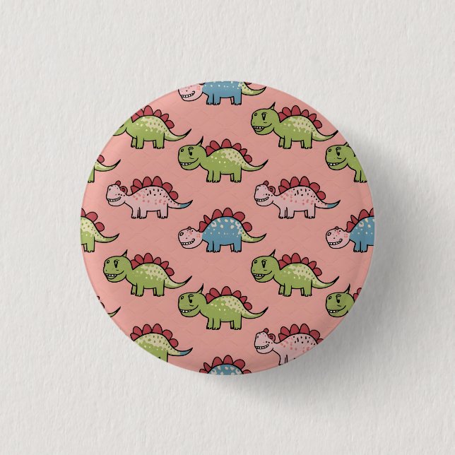 Cute dinosaur seamless pattern 3 cm round badge (Front)