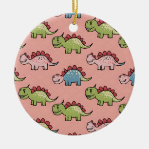 Cute dinosaur seamless pattern ceramic ornament