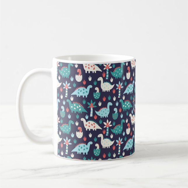 Cute dinosaur seamless pattern coffee mug (Left)