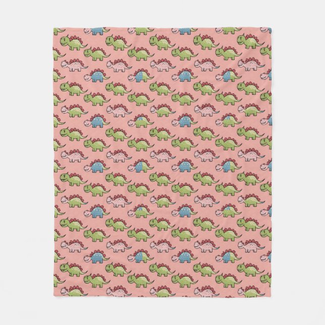 Cute dinosaur seamless pattern fleece blanket (Front)
