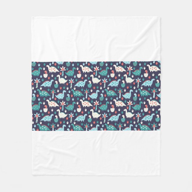 Cute dinosaur seamless pattern fleece blanket (Front)