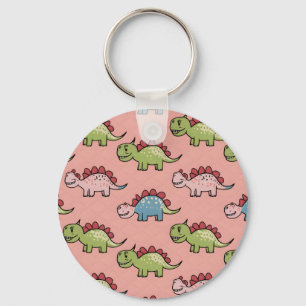 Cute dinosaur seamless pattern key ring