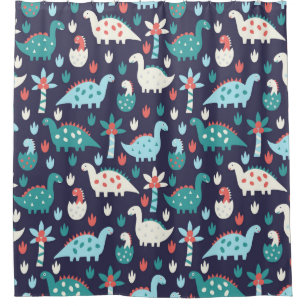 Cute dinosaur seamless pattern shower curtain