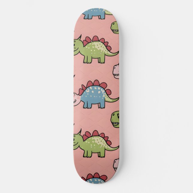 Cute dinosaur seamless pattern skateboard (Front)