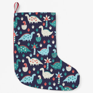 Cute dinosaur seamless pattern small christmas stocking