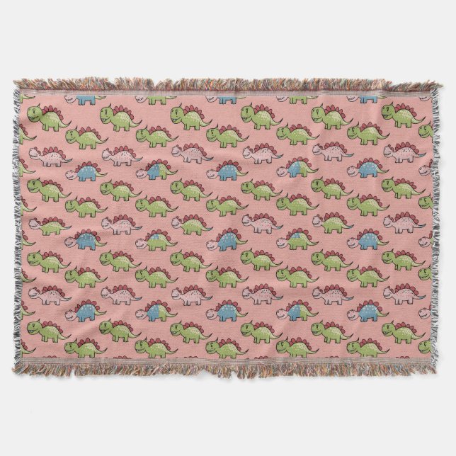 Cute dinosaur seamless pattern throw blanket (Front)