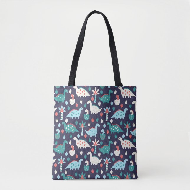Cute dinosaur seamless pattern tote bag (Front)