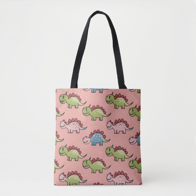 Cute dinosaur seamless pattern tote bag (Front)
