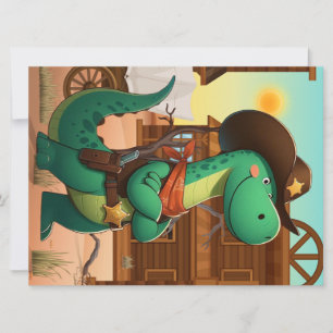 Cute dinosaur sheriff/cowboy holiday card