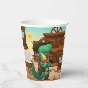Cute dinosaur sheriff/cowboy paper cups