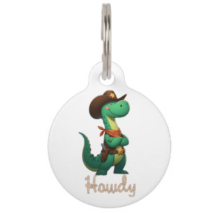 Cute dinosaur sheriff/cowboy  pet tag
