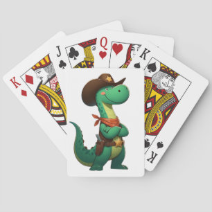 Cute dinosaur sheriff/cowboy playing cards