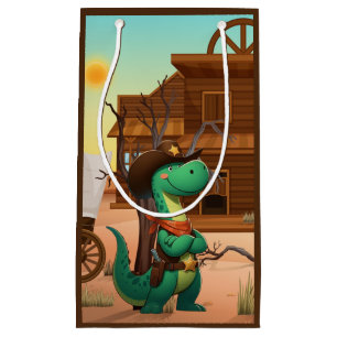 Cute dinosaur sheriff/cowboy small gift bag