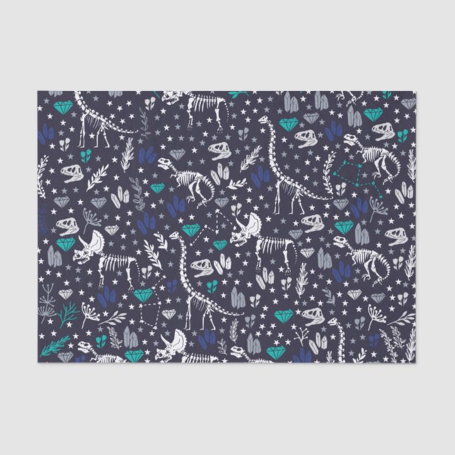 Cute Dinosaur Skeletons Tissue Paper (Front)