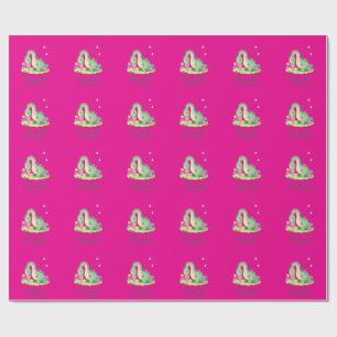 Cute Dinosaur Stop and Smell the Flowers Sticker Wrapping Paper