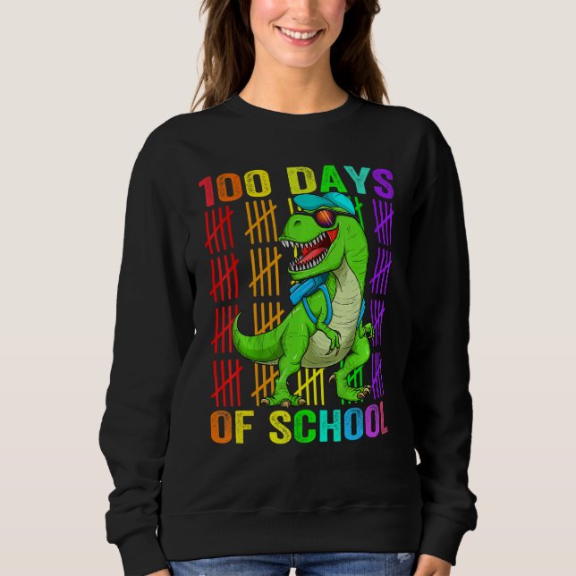 Cute Dinosaur Student Boys Kids Gift 100 Days Of S Sweatshirt (Front)