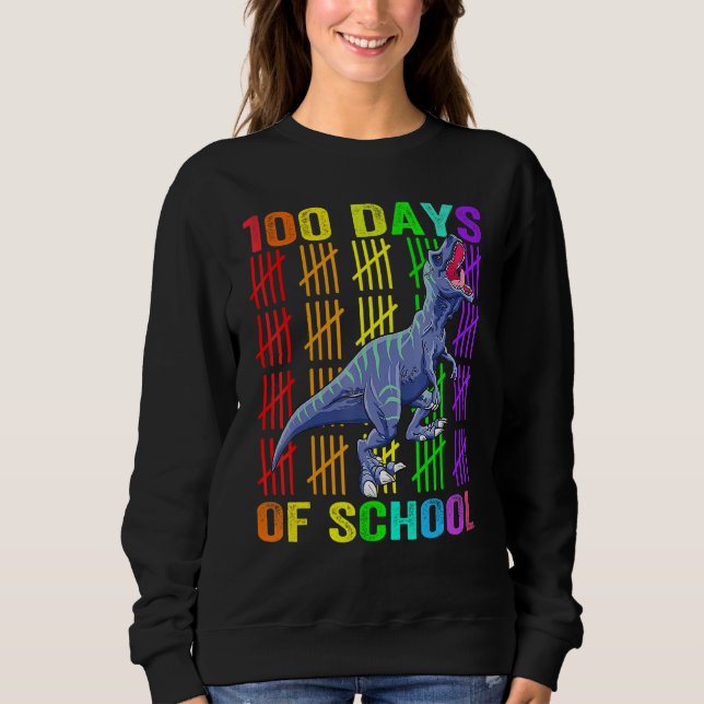 Cute Dinosaur Student Boys Kids Gift 100 Days Of S Sweatshirt (Front)