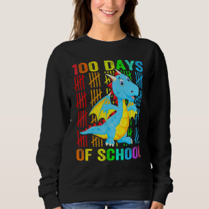 Cute Dinosaur Student Boys Kids Gift 100 Days Of S Sweatshirt