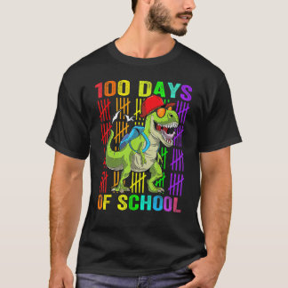 Cute Dinosaur Student Boys Kids Gift 100 Days Of S T-Shirt
