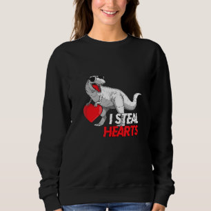 Cute Dinosaur Sunglasses I Steal Hearts Kids Sweatshirt