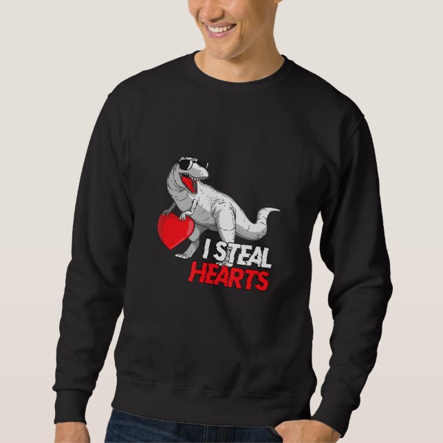 Cute Dinosaur Sunglasses I Steal Hearts Kids Sweatshirt (Front)