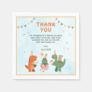cute dinosaur t-rex 4th Birthday Party Napkins