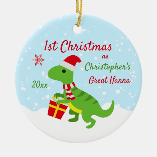 Cute Dinosaur T-Rex Great Nanna Ceramic Ornament (Front)