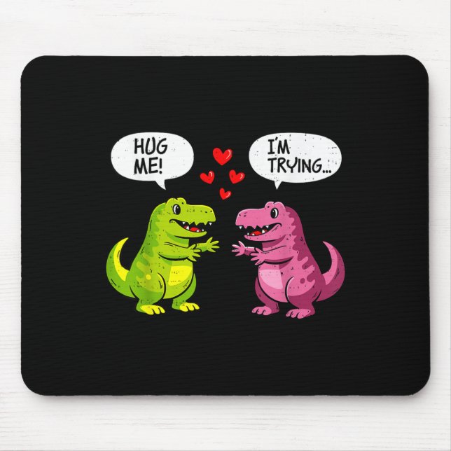 Cute Dinosaur T Rex Hug Valentines Day Couple Boyf Mouse Pad (Front)