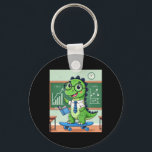 Cute Dinosaur Teacher Skateboarding In The Clroom  Key Ring<br><div class="desc">Cute Dinosaur Teacher Skateboarding In The Clroom Tees2 For Men Women</div>