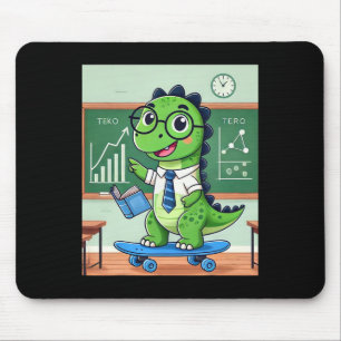 Cute Dinosaur Teacher Skateboarding In The Clroom  Mouse Pad