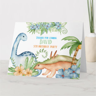 Cute Dinosaur Thank you card birthday party 