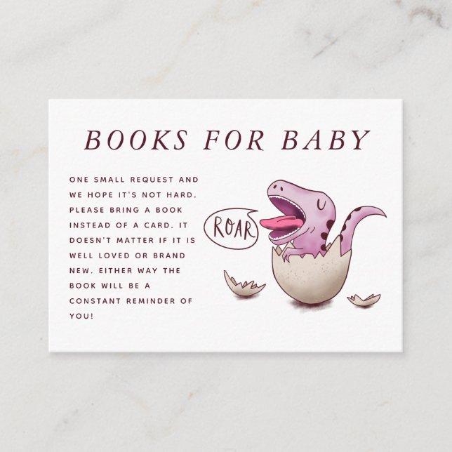 Cute Dinosaur Theme Baby Shower Book Request Enclosure Card (Front)