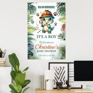 Cute Dinosaur Theme Baby Shower Poster