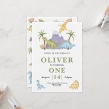 Cute Dinosaur Theme Birthday Invitation